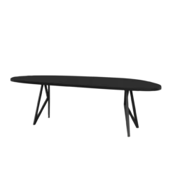 Studio HENK tafel Butterfly Blob - zwart frame, HPL Fenix nero ingo 280 x 100 | HPL Fenix Nero Ingo | Rechte Rand | Frame Zwart