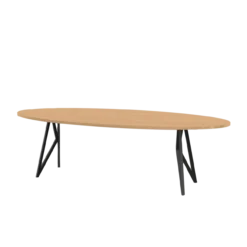 Studio HENK tafel Butterfly Ovaal - zwart frame, hardwax light 3041 220 x 120 | HWO NL 3041 | Rechte Rand | Frame Zwart