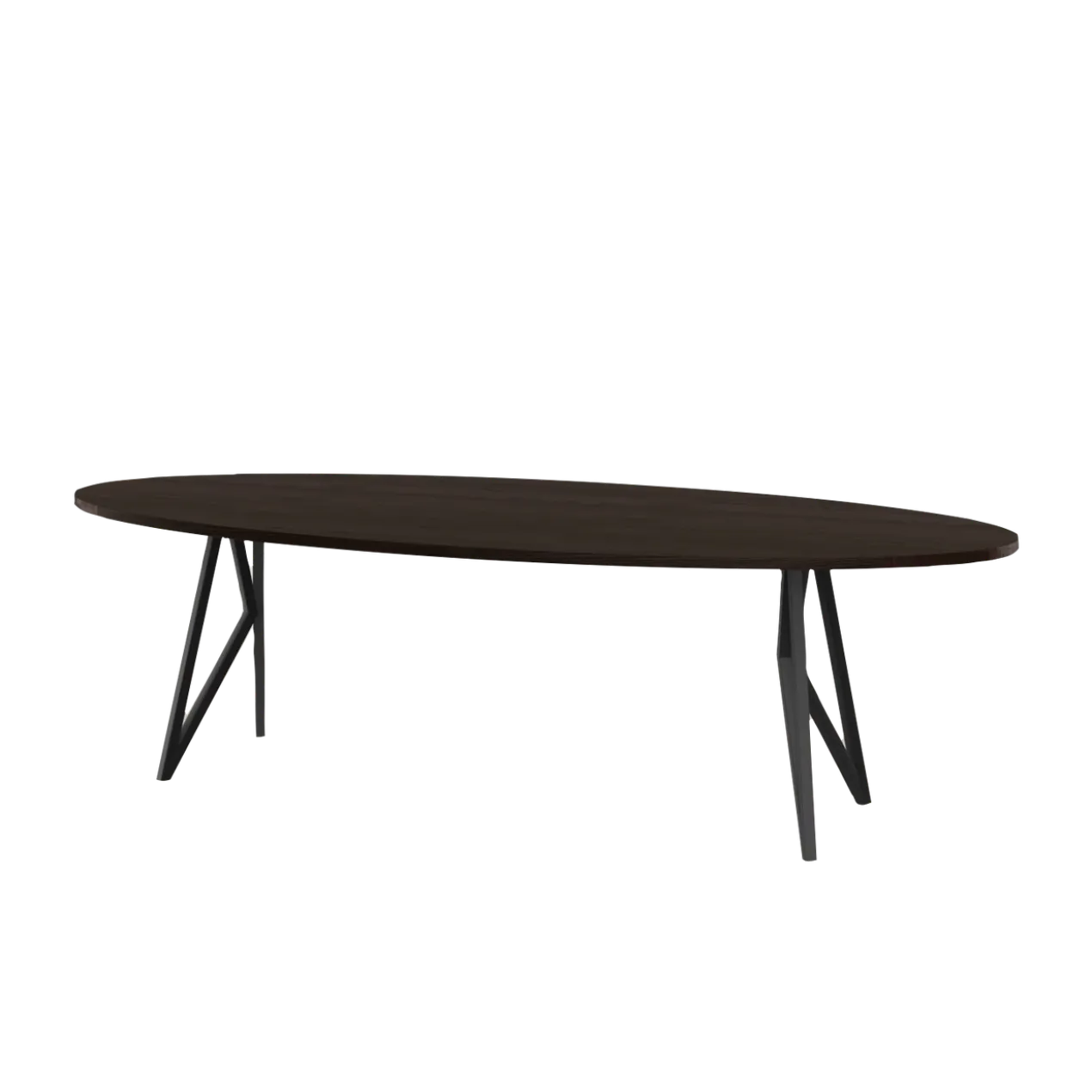 Studio HENK tafel Butterfly Ovaal - zwart frame, gerookte beits 220 x 120 | Gerookte Beits | Rechte Rand | Frame Zwart