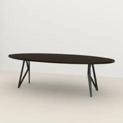 Studio HENK tafel Butterfly Ovaal - zwart frame, gerookte beits 220 x 120 | Gerookte Beits | Rechte Rand | Frame Zwart
