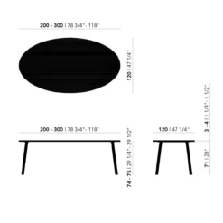 Studio HENK tafel Butterfly Ovaal - zwart frame, gerookte be