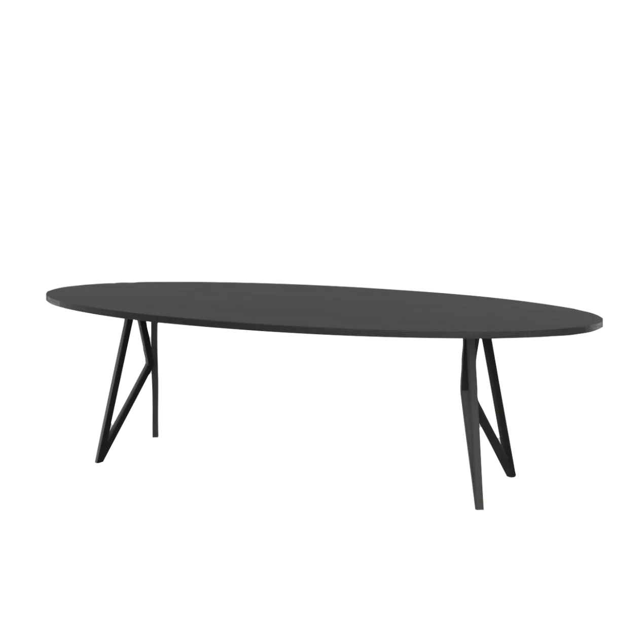 Studio HENK tafel Butterfly Ovaal - zwart frame, zwarte beits 220 x 120 | Zwarte Beits | Rechte Rand | Frame Zwart