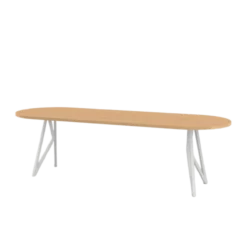 Studio HENK tafel Butterfly Plat ovaal - wit frame, hardwax light 3041 200 x 90 | HWO NL 3041 | Rechte Rand | Frame Wit