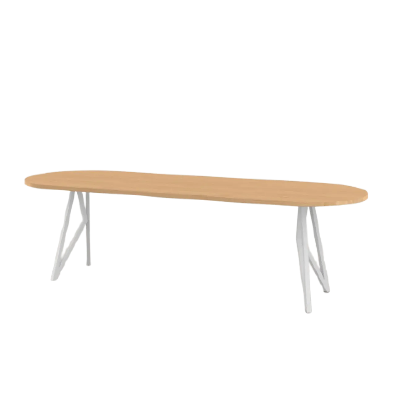 Studio HENK tafel Butterfly Plat ovaal - wit frame, hardwax light 3041 200 x 90 | HWO NL 3041 | Rechte Rand | Frame Wit