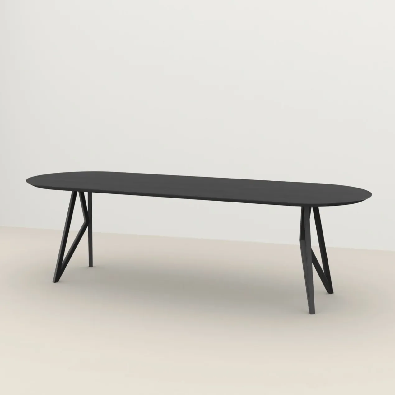 Studio HENK tafel Butterfly Plat ovaal - zwart frame, zwarte