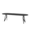 Studio HENK tafel Butterfly Plat ovaal - zwart frame, zwarte beits 280 x 90 | Zwarte Beits | Rechte Rand | Frame Zwart