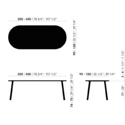 Studio HENK tafel Butterfly Plat ovaal - zwart frame, zwarte