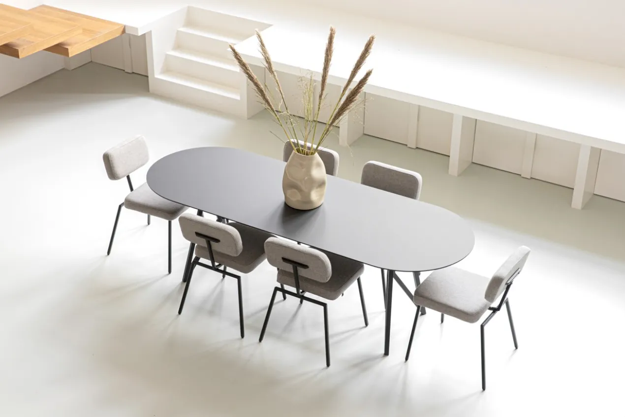 Studio HENK tafel Butterfly Plat ovaal - zwart frame, gerook