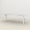 Studio HENK tafel Butterfly Plat ovaal - wit frame, HPL Fenix bianco kos 260 x 90 | HPL Fenix Bianco Kos | Rechte Rand | Frame Wit