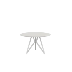 Studio HENK tafel Butterfly Rond Tripod - wit frame, HPL Fenix bianco kos ⌀100 | HPL Fenix Bianco Kos | Rechte Rand | Frame Wit