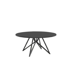 Studio HENK tafel Butterfly Rond QuadpodXL - zwart frame, zwarte beits ⌀160 | Zwarte Beits | Rechte Rand | Frame Zwart