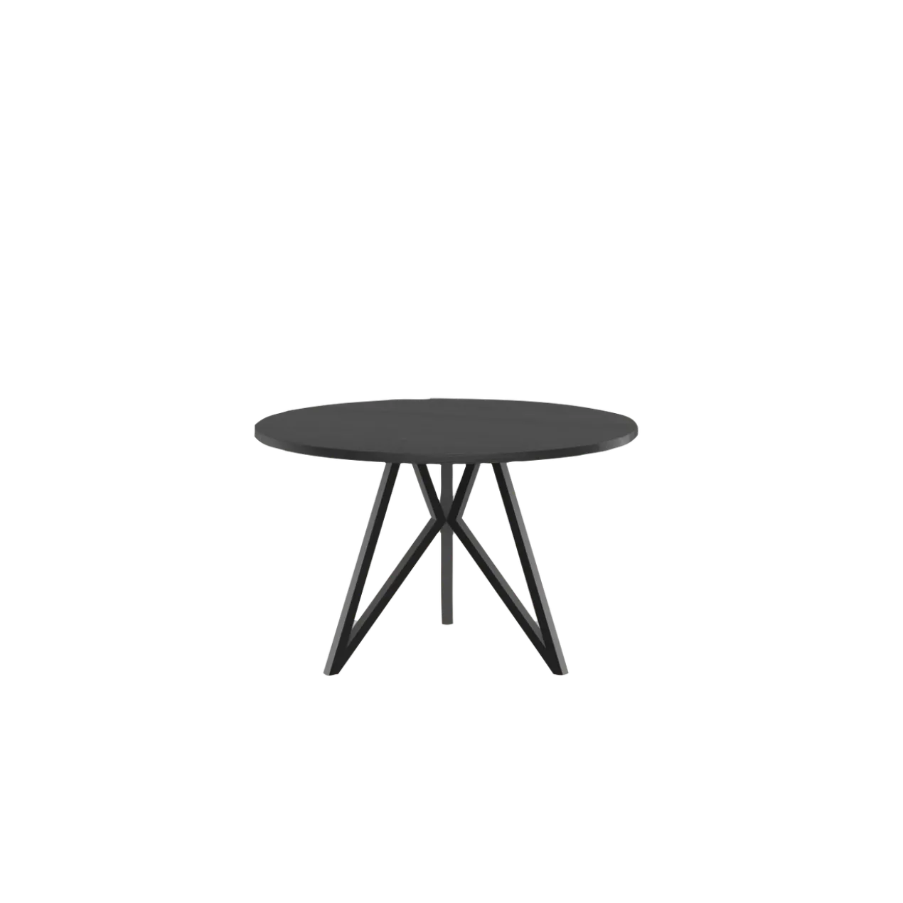 Studio HENK tafel Butterfly Rond Tripod - zwart frame, zwarte beits ⌀100 | Zwarte Beits | Rechte Rand | Frame Zwart