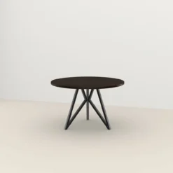 Studio HENK tafel Butterfly Rond Tripod - zwart frame, gerookte beits ⌀100 | Gerookte Beits | Rechte Rand | Frame Zwart