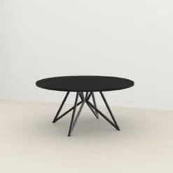 Studio HENK tafel Butterfly Rond QuadpodXL - zwart frame, HPL Fenix nero ingo ⌀160 | HPL Fenix Nero Ingo | Rechte Rand | Frame Zwart