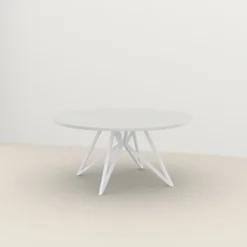 Studio HENK tafel Butterfly Rond QuadpodXL - zwart frame, HPL Fenix bianco kos ⌀160 | HPL Fenix Bianco Kos | Rechte Rand | Frame Zwart