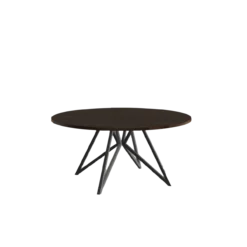 Studio HENK tafel Butterfly Rond QuadpodXL - zwart frame, gerookte beits ⌀160 | Gerookte Beits | Rechte Rand | Frame Zwart