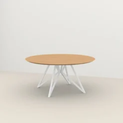 Studio HENK tafel Butterfly Rond QuadpodXL - wit frame, hardwax light 3041 ⌀170 | HWO NL 3041 | Verjongde Rand | Frame Wit