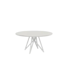 Studio HENK tafel Butterfly Rond Quadpod - wit frame, HPL Fenix bianco kos ⌀130 | HPL Fenix Bianco Kos | Rechte Rand | Frame Zwart