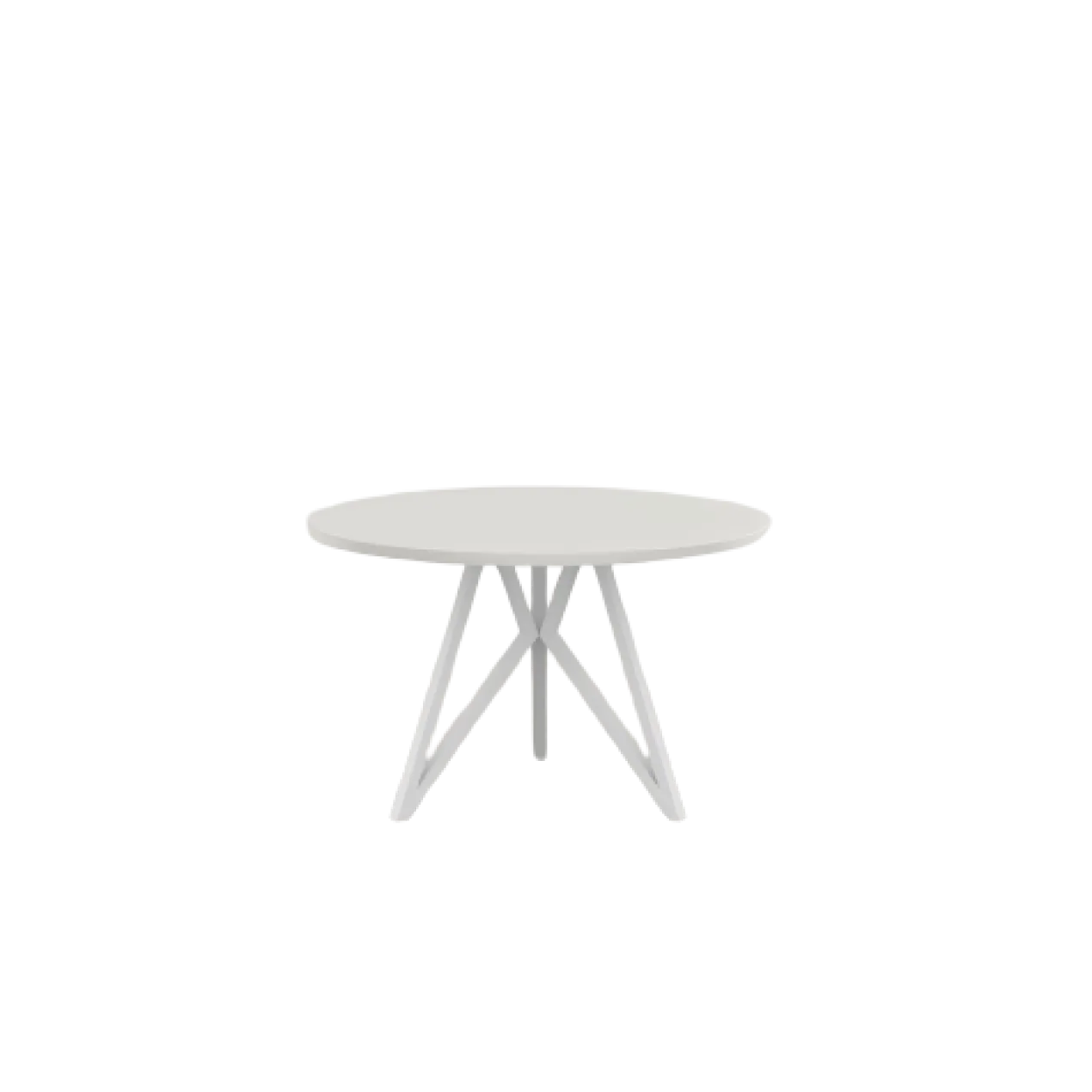 Studio HENK tafel Butterfly Rond Tripod - wit frame, HPL Fenix bianco kos ⌀110 | HPL Fenix Bianco Kos | Rechte Rand | Frame Wit