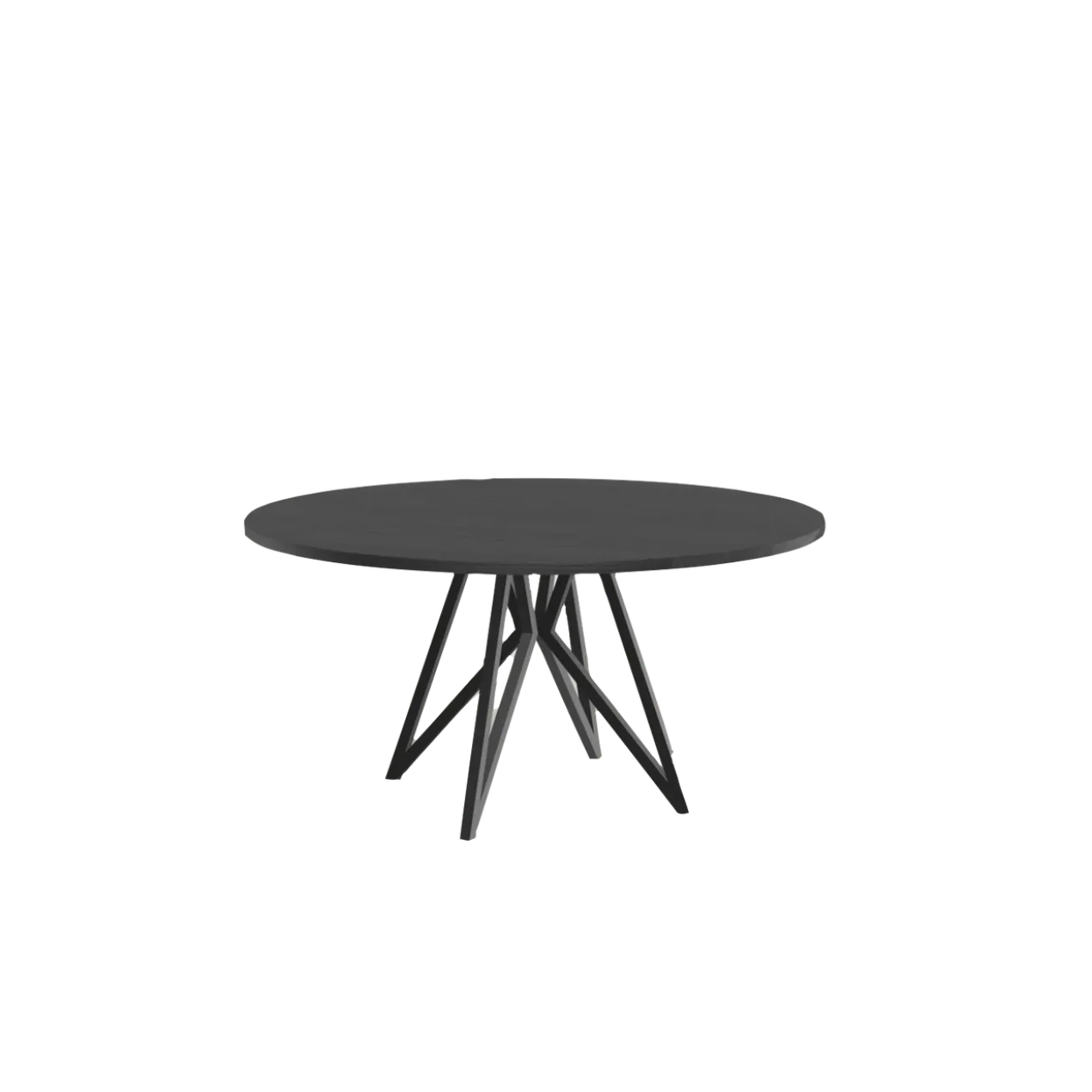 Studio HENK tafel Butterfly Rond Quadpod - zwart frame, zwarte beits ⌀150 | Zwarte Beits | Rechte Rand | Frame Zwart