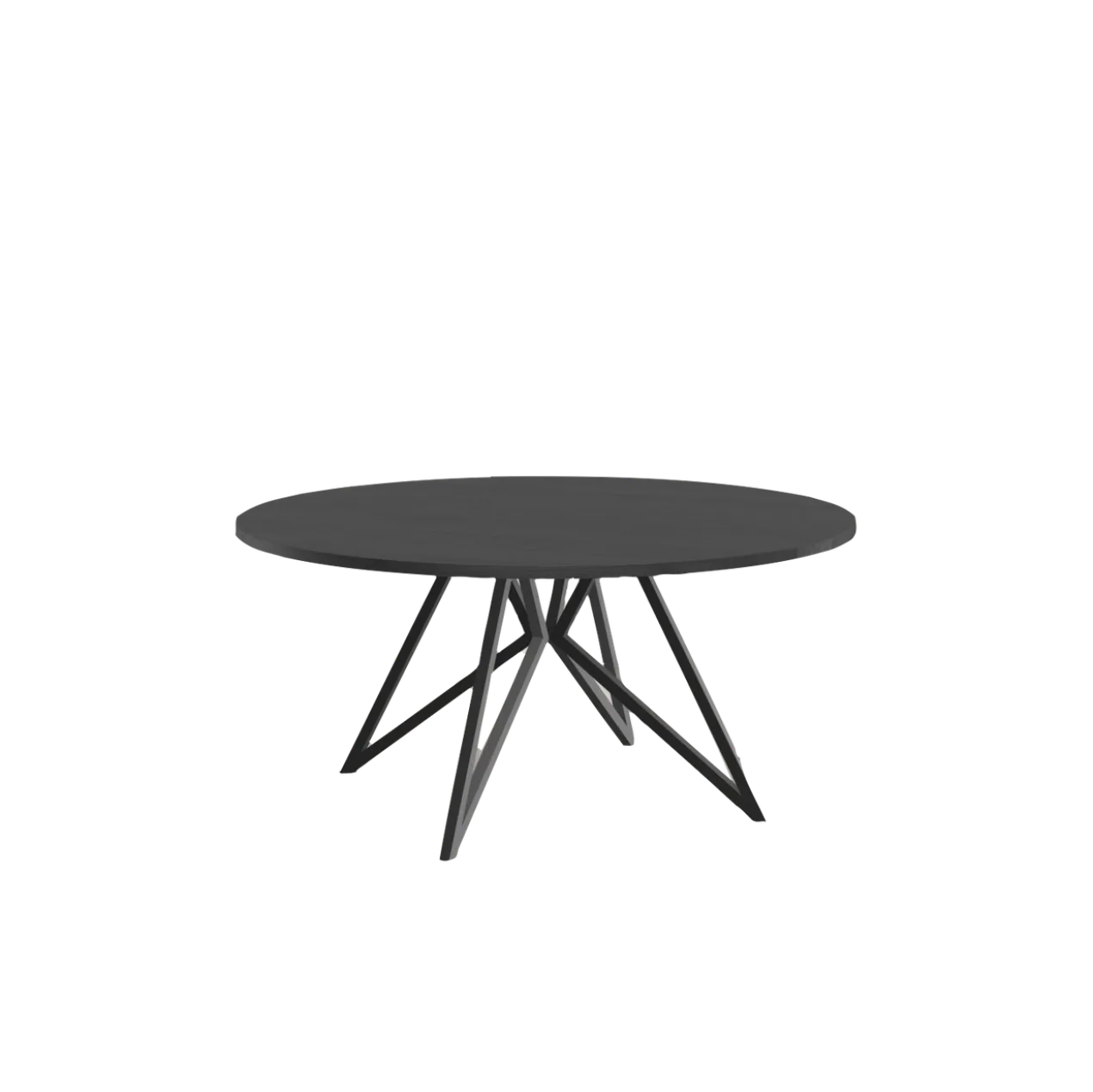 Studio HENK tafel Butterfly Rond QuadpodXL - zwart frame, zwarte beits ⌀170 | Zwarte Beits | Rechte Rand | Frame Zwart