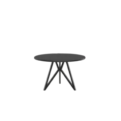 Studio HENK tafel Butterfly Rond Tripod - zwart frame, zwarte beits ⌀110 | Zwarte Beits | Rechte Rand | Frame Zwart