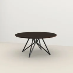 Studio HENK tafel Butterfly Rond QuadpodXL - zwart frame, gerookte beits ⌀170 | Gerookte Beits | Rechte Rand | Frame Zwart
