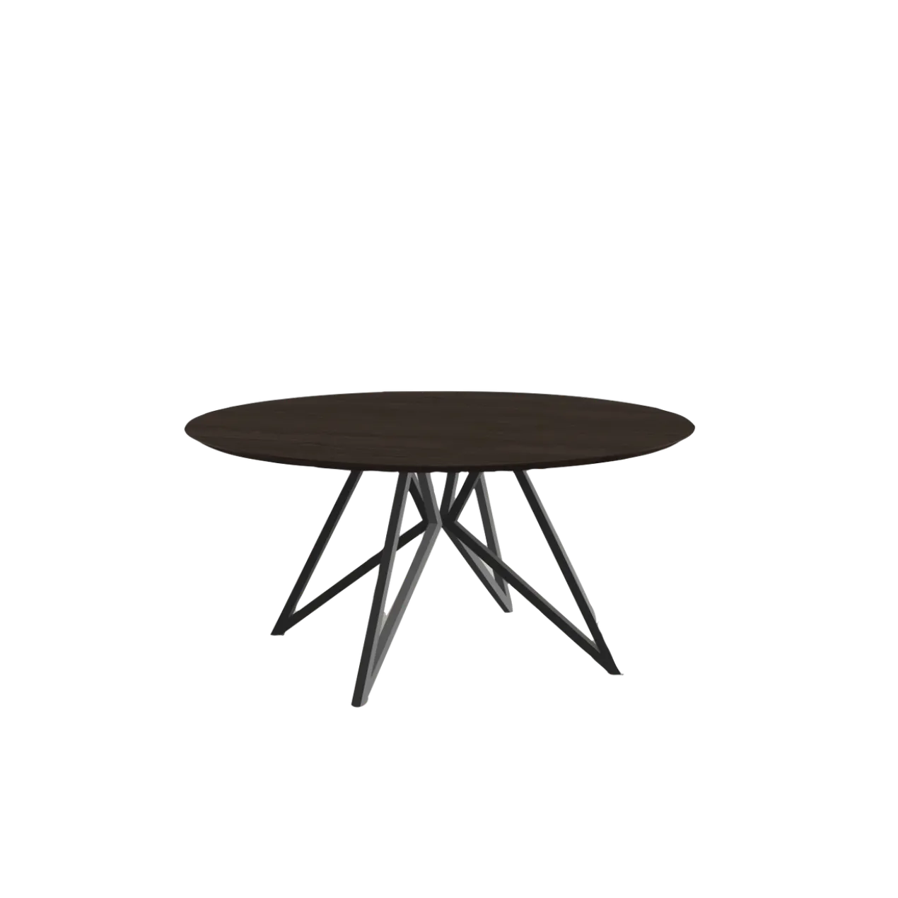 Studio HENK tafel Butterfly Rond QuadpodXL - zwart frame, gerookte beits ⌀170 | Gerookte Beits | Verjongde Rand | Frame Zwart