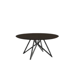 Studio HENK tafel Butterfly Rond QuadpodXL - zwart frame, gerookte beits ⌀180 | Gerookte Beits | Verjongde Rand | Frame Zwart