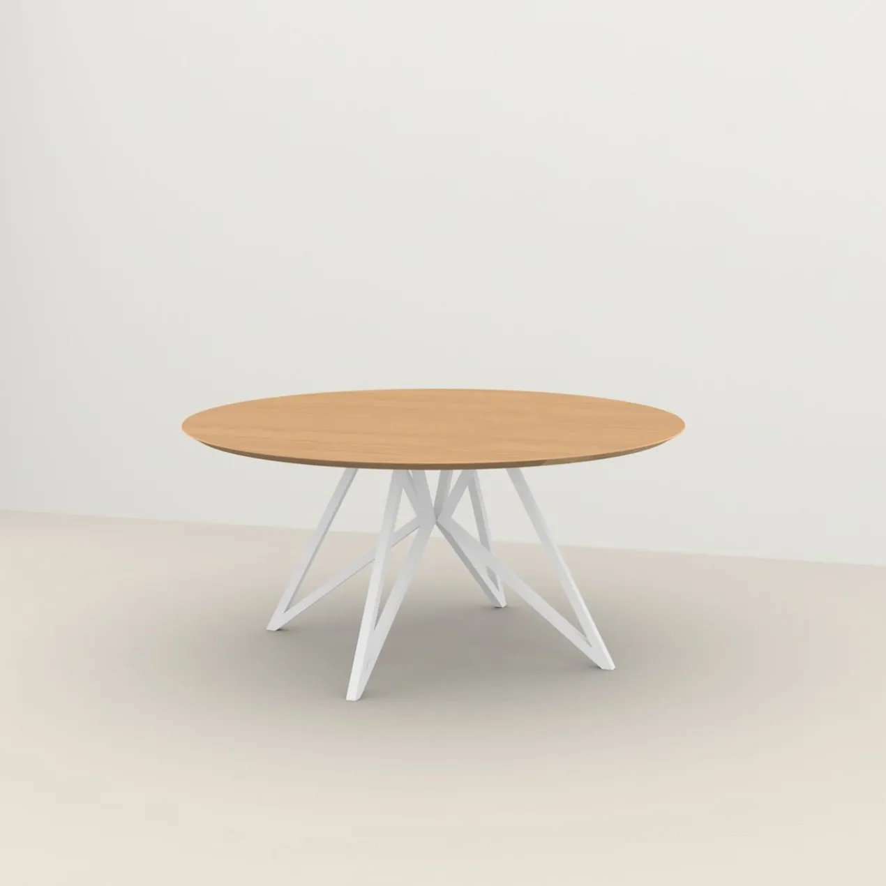 Studio HENK tafel Butterfly Rond QuadpodXL - wit frame, hardwax light 3041 ⌀180 | HWO NL 3041 | Verjongde Rand | Frame Wit