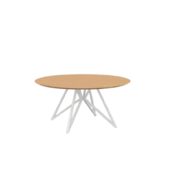 Studio HENK tafel Butterfly Rond QuadpodXL - wit frame, hardwax light 3041 ⌀180 | HWO NL 3041 | Verjongde Rand | Frame Wit