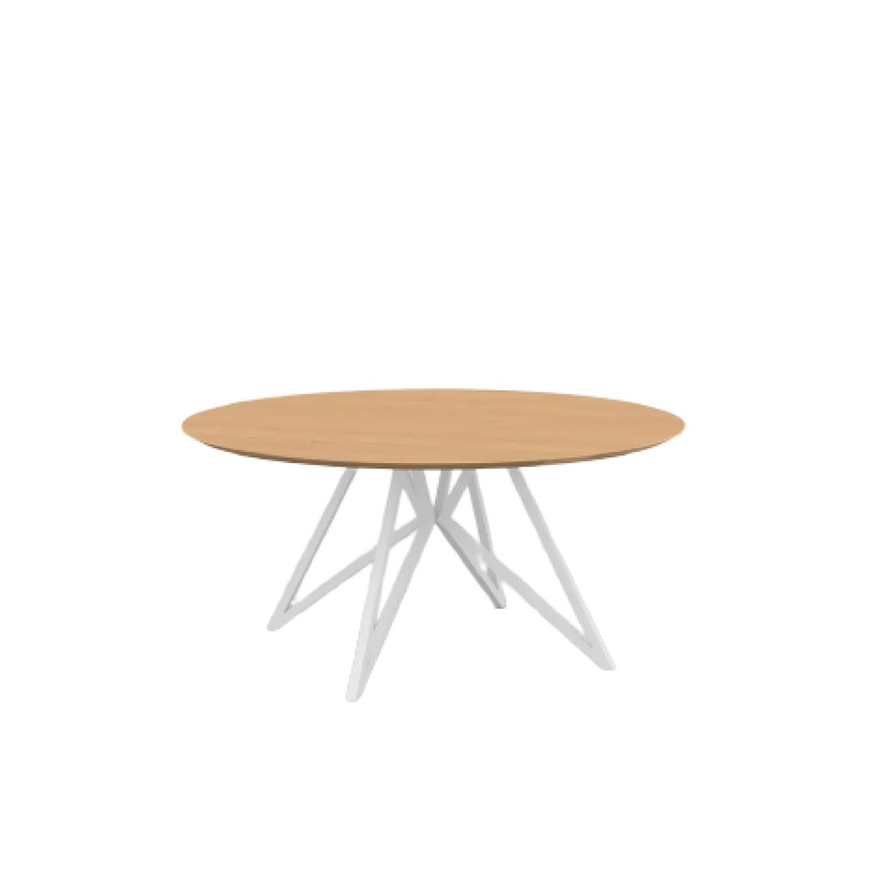 Studio HENK tafel Butterfly Rond QuadpodXL - wit frame, hardwax light 3041 ⌀180 | HWO NL 3041 | Verjongde Rand | Frame Wit