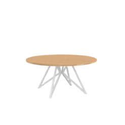 Studio HENK tafel Butterfly Rond QuadpodXL - wit frame, hardwax light 3041 ⌀160 | HWO NL 3041 | Rechte Rand | Frame Wit