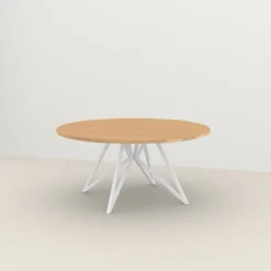 Studio HENK tafel Butterfly Rond QuadpodXL - wit frame, hardwax light 3041 ⌀170 | HWO NL 3041 | Rechte Rand | Frame Wit