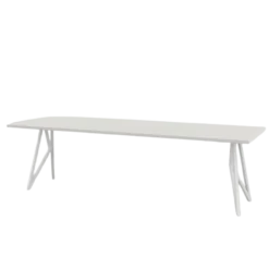 Studio HENK tafel Butterfly Rechthoekig - wit frame, HPL Fenix bianco kos 240 x 90 | HPL Fenix Bianco Kos | Rechte Rand | Frame Wit