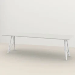 Studio HENK tafel Butterfly Rechthoekig - wit frame, HPL Fenix bianco kos 180 x 90 | HPL Fenix Bianco Kos | Rechte Rand | Frame Wit
