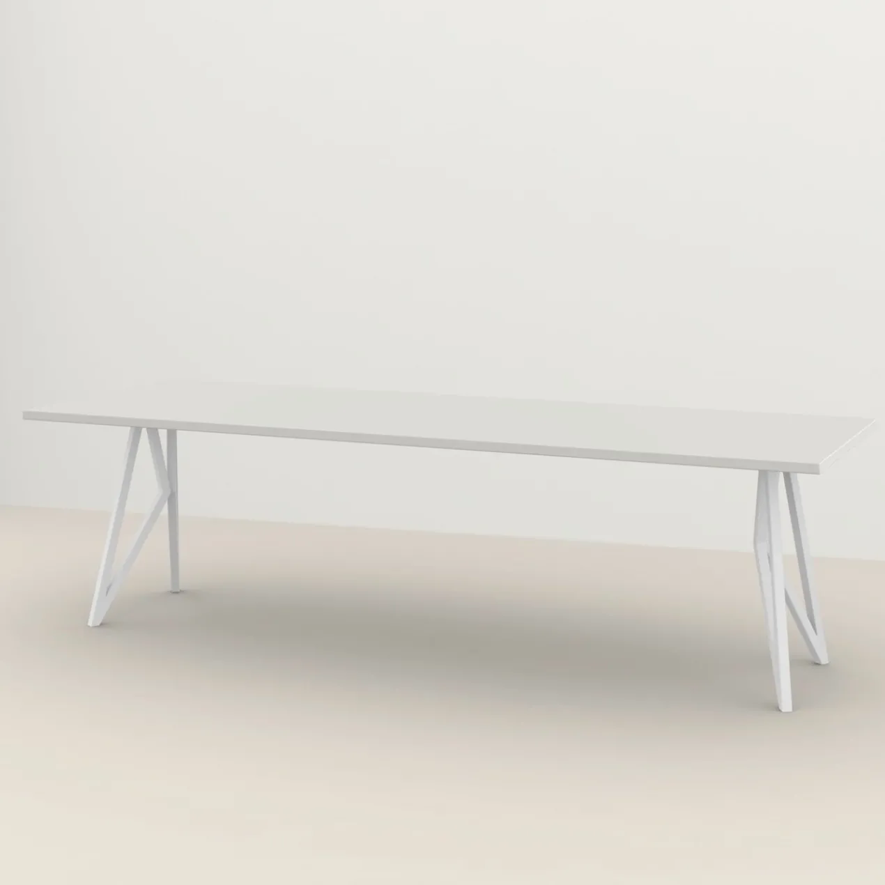 Studio HENK tafel Butterfly Rechthoekig - wit frame, HPL Fenix bianco kos 200 x 90 | HPL Fenix Bianco Kos | Rechte Rand | Frame Wit