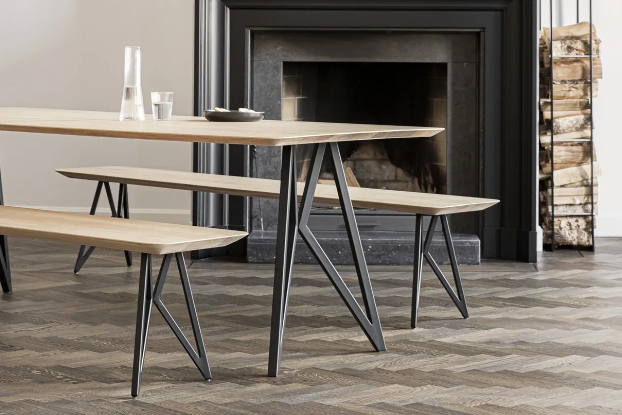 Studio HENK tafel Butterfly Rechthoekig - wit frame, HPL Fenix bianco kos 200 x 90 | HPL Fenix Bianco Kos | Rechte Rand | Frame Wit