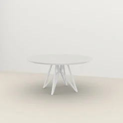 Studio HENK tafel Butterfly Rond Quadpod - wit frame, HPL Fenix bianco kos ⌀140 | HPL Fenix Bianco Kos | Rechte Rand | Frame Zwart
