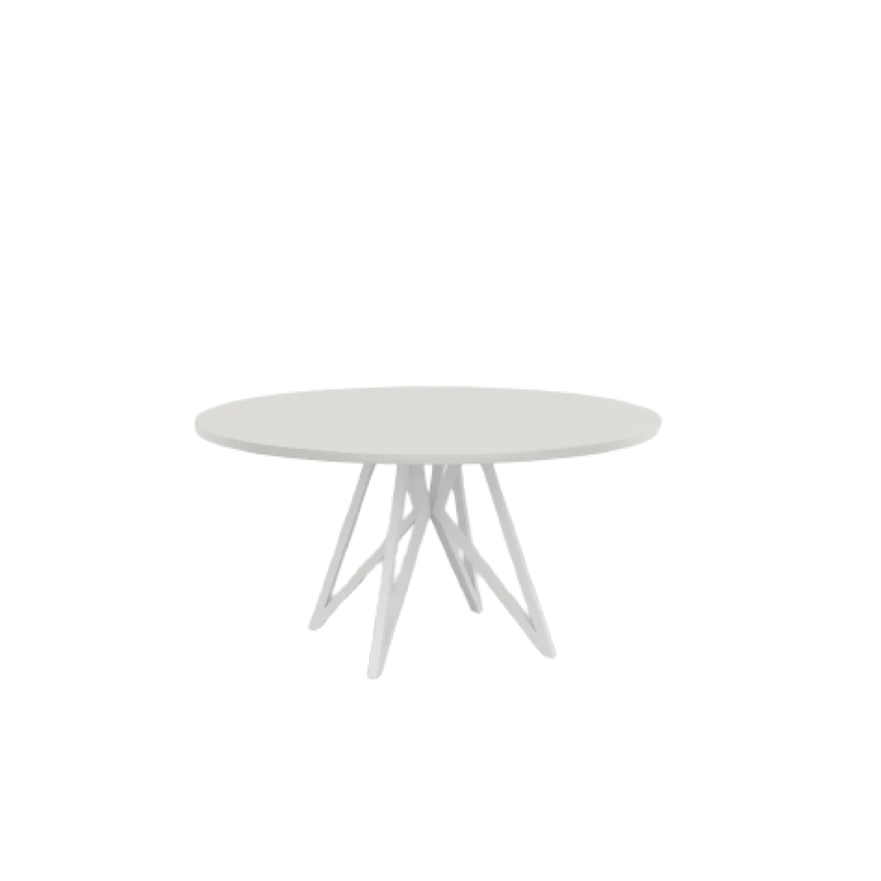 Studio HENK tafel Butterfly Rond Quadpod - wit frame, HPL Fenix bianco kos ⌀140 | HPL Fenix Bianco Kos | Rechte Rand | Frame Zwart