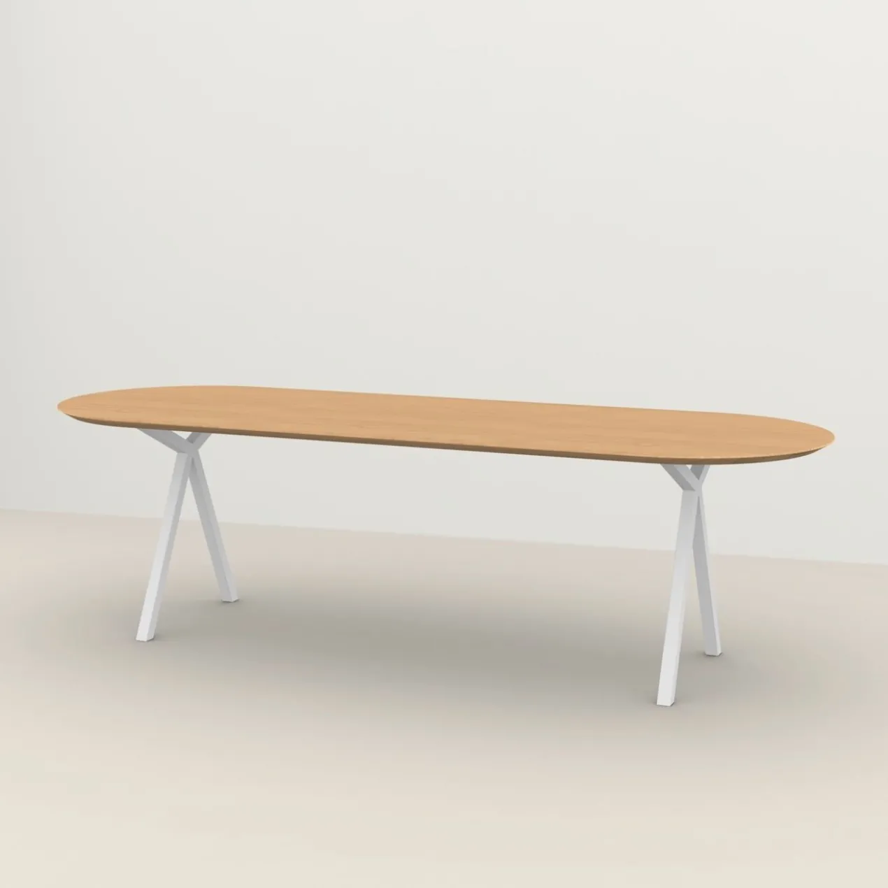 Studio HENK tafel Slim X-type Plat ovaal - wit frame, hardwa