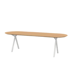 Studio HENK tafel Slim X-type Plat ovaal - wit frame, hardwa
