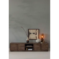 Sun tv meubel met open vak recycled teak bruin