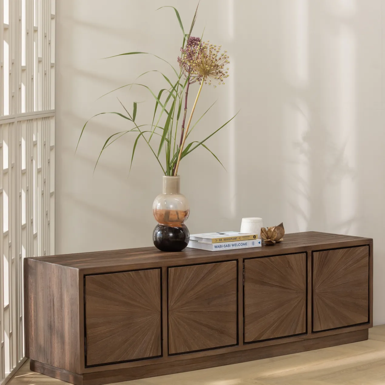 Sun tv meubel recycled teak bruin