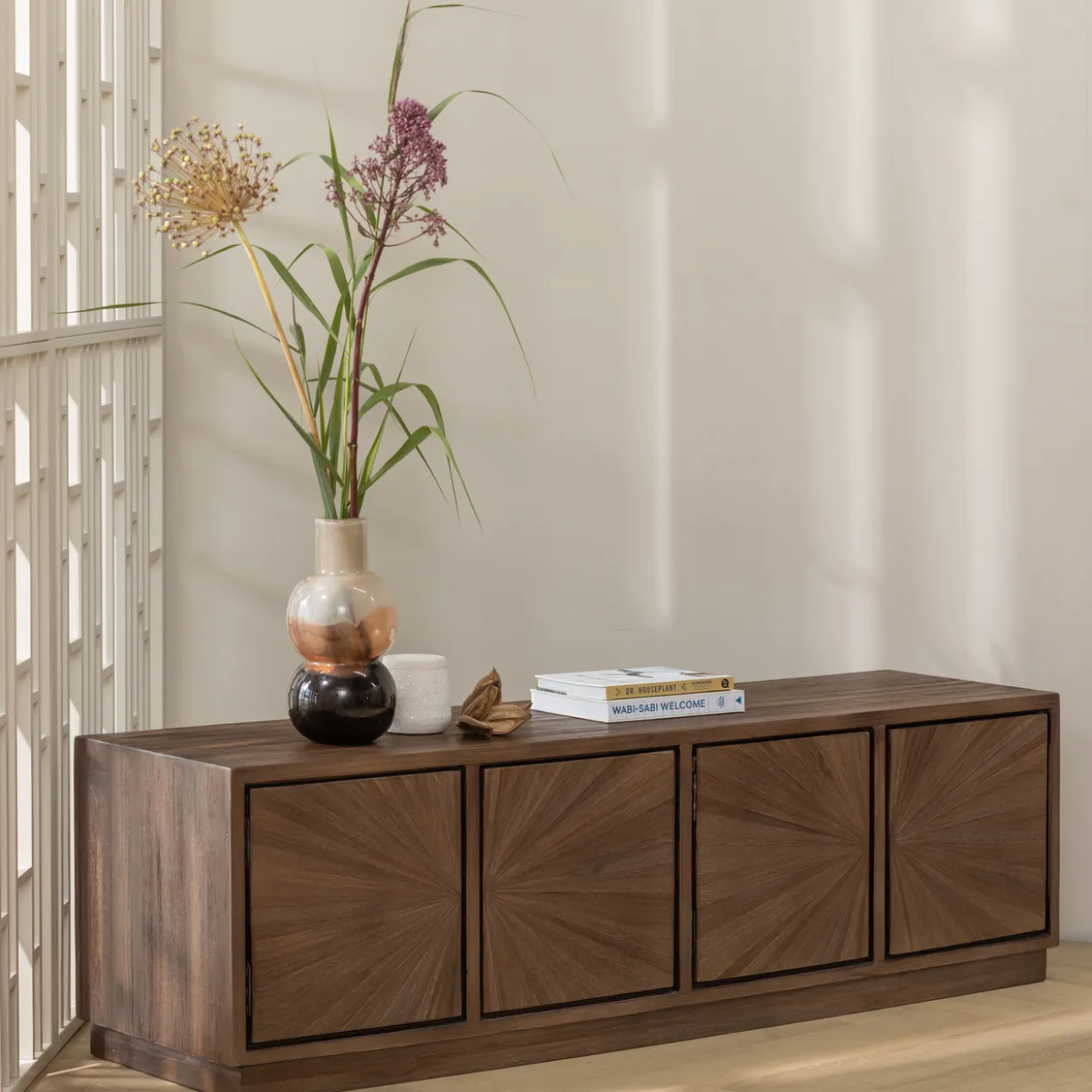 Sun tv meubel recycled teak bruin