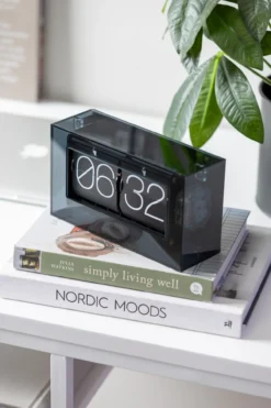 Table clock Boxed Flip acrylic black