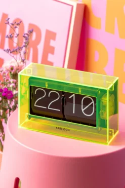 Table clock Boxed Flip acrylic neon orange