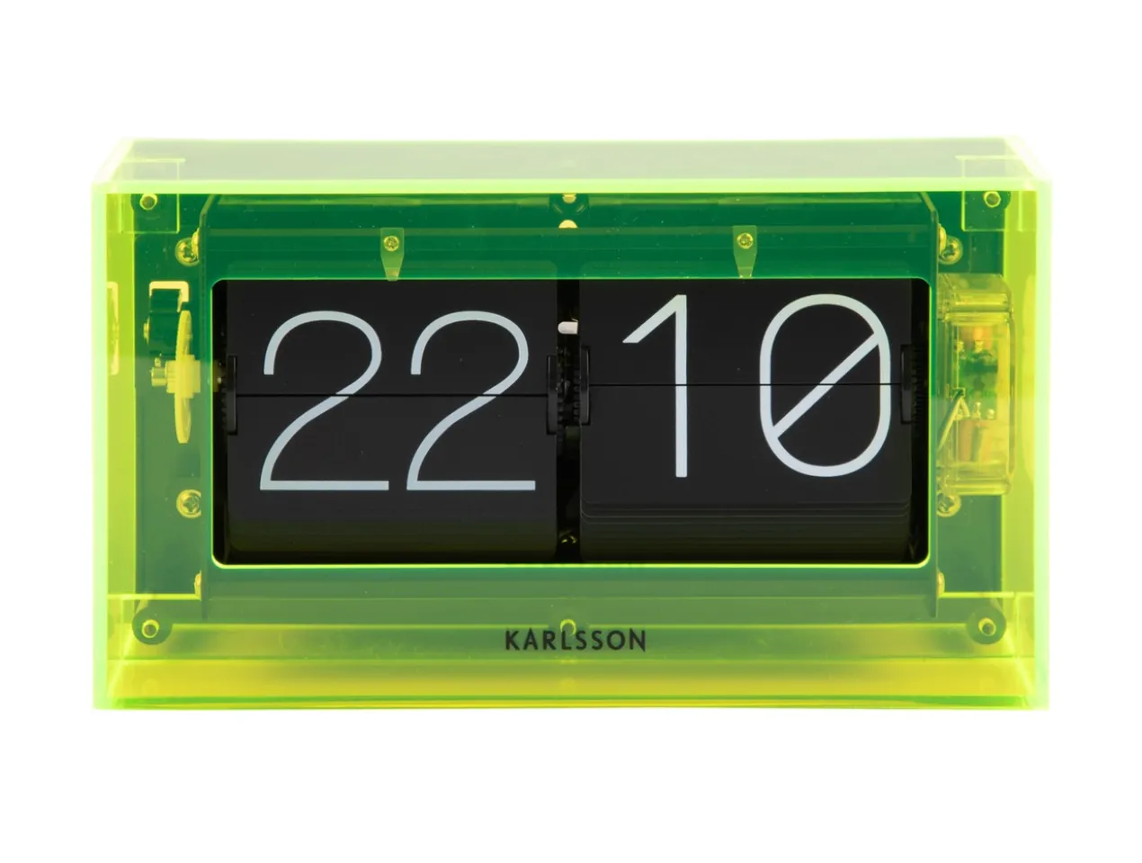 Table clock Boxed Flip acrylic neon yellow
