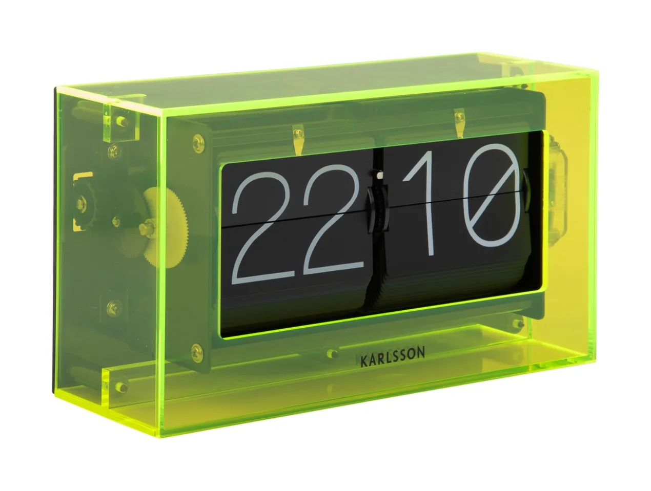 Table clock Boxed Flip acrylic neon yellow
