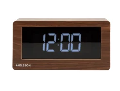 Table clock Boxed LED dark wood veneer